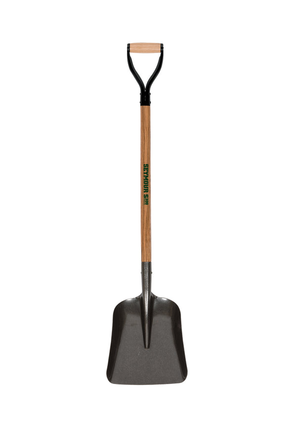 Seymour Asphalt Scoop, #2 Steel 11" x 13.5" , Solid Steel Rivet, 36" Precision Lathe Turned Hardwood, Steel D Grip