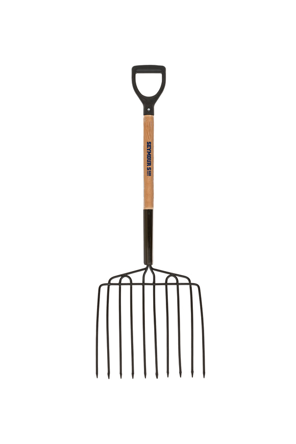 Seymour Ensilage Fork, Welded 10-Tine, Steel Ferrule, 30" Precision Lathe Turned Hardwood, Poly D Grip