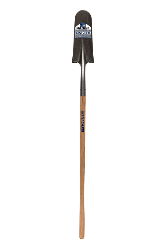 Seymour Drain Spade Shovel, 14 Gauge, 14" / Forward Turned Step, Solid Steel Rivet, 48" Precision Lathe Turned American Ash Handle