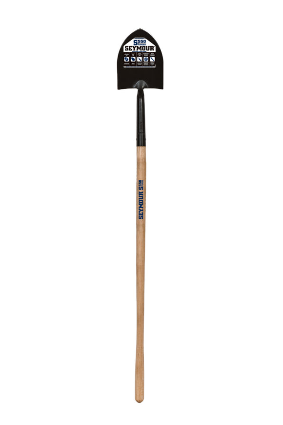 Seymour Irrigation Shovel, Forged #00 / 7.5" x 9.5" , No Step, Solid Steel Rivet, 48" Precision Lathe Turned American Ash Handle
