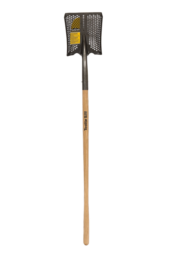 Toolite Square Point Shovel, 14 Gauge #2 / 9.5" x 11.5" , Forward Turned Step Perforated, Solid Steel Rivet, 48" Precision Lathe Turned Hardwood Handle