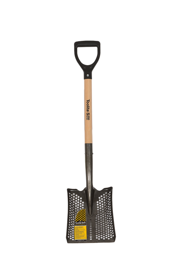 Toolite Square Point Shovel, 14 Gauge #2 / 9.5" x 11.5" , Forward Turned Step Perforated, Solid Steel Rivet, 29" Precision Lathe Turned Hardwood, Poly D Grip