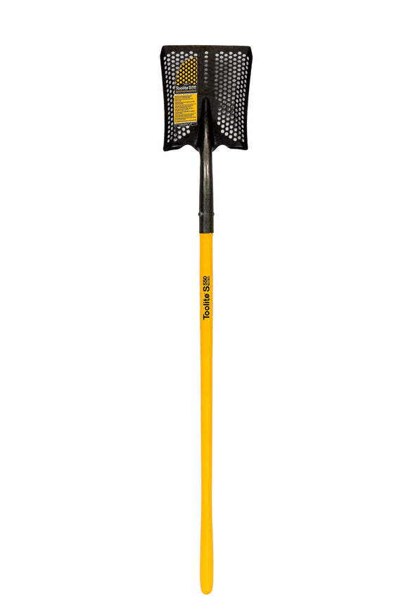 Toolite Square Point Shovel, 14 Gauge #2 / 9.5" x 11.5" , Forward Turned Step Perforated, Solid Steel Rivet, 48" Polymer Jacket with Fiberglass Core Handle