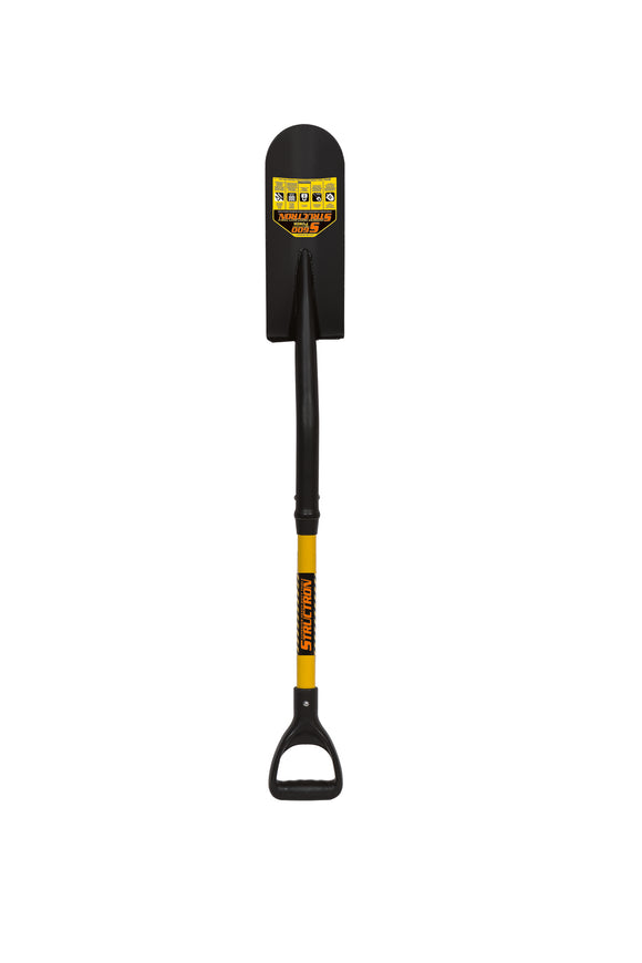 Structron Drain Spade Shovel, 14 Gauge, 14" / Forward Turned Step with Closed Back, PowerCore™ & Solid Steel Rivet, 29" Premium Fiberglass, Poly D Grip