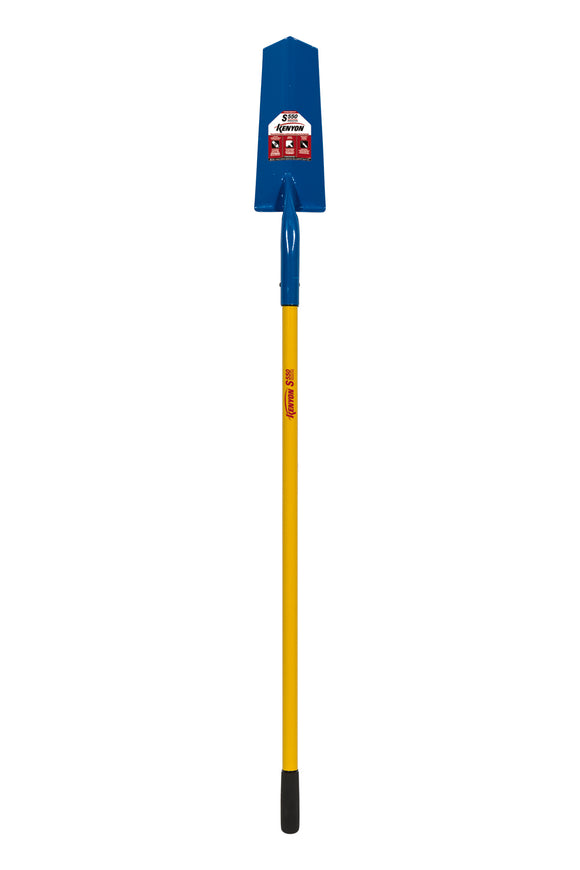 Kenyon Drain Spade Shovel, 14 Gauge Sharpshooter, 14" / Forward Turned Step with Closed Back, Hardwood Insert & Solid Steel Rivet, 48" Industrial Grade Fiberglass, Cushion Grip