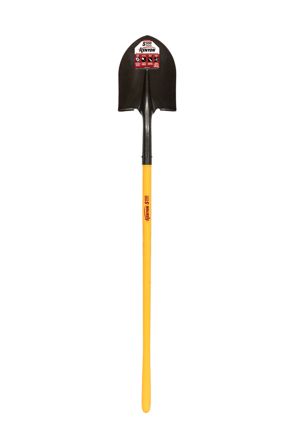 Kenyon Round Point Shovel, 16 Gauge #2 / 9.5" x 11.5" , Forward Turned Step, Solid Steel Rivet, 48" Polymer with Fiberglass Core Handle