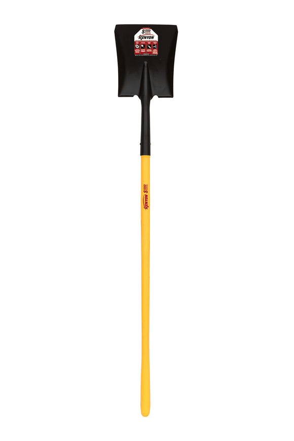 Kenyon Square Point Shovel, 16 Gauge #2 / 9.5" x 11.5" , Forward Turned Step, Solid Steel Rivet, 48" Polymer Jacket with Fiberglass Core Handle