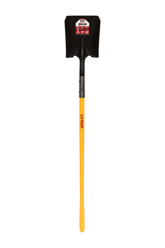 Kenyon Square Point Shovel, 14 Gauge #2 / 9.5" x 11.5" , Forward Turned Step, Double Solid Steel Rivet, 48" Polymer Jacket with Fiberglass Core Handle