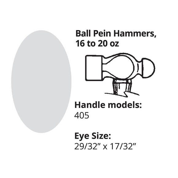 Link Handles® 14" Ball Pein Machinist Hammer Handle, For 16 To 20 Oz. Hammers, Better-Quality American Hickory, Clear Lacquer, Fire Finish, Contractor Grade