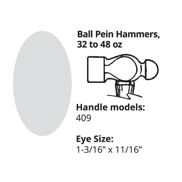 Link Handles® 18" Ball Pein Machinist Hammer Handle, For 32 To 48 Oz. Hammers, Better-Quality American Hickory, Clear Lacquer, Fire Finish, Contractor Grade
