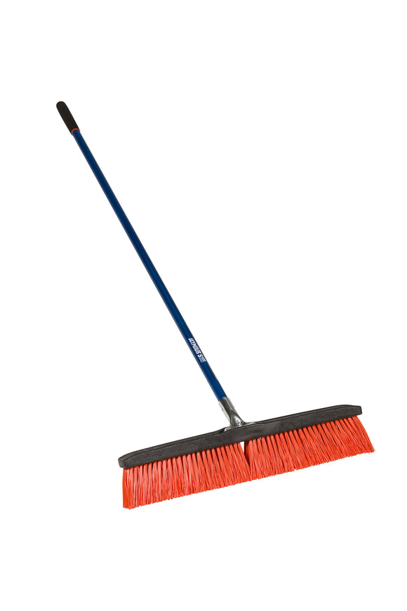 Seymour Street Broom, 24" Medium Bristles for Rough Surfaces, Wing-Nut and Bolt, 60" Professional Grade Fiberglass, Cushion Grip