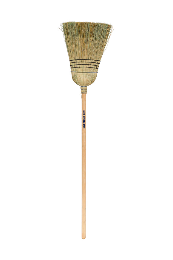 Seymour Corn Broom, Contractor Grade, Wire -Wrapped, Wood Handle