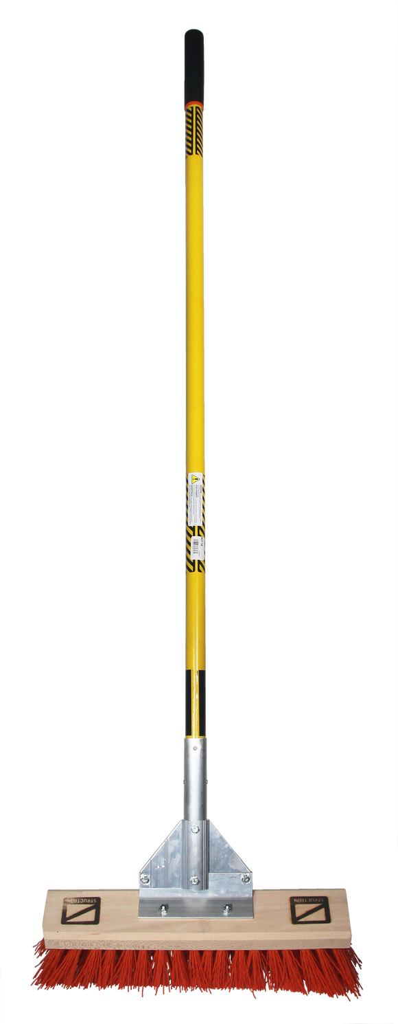 Structron Street Broom, 18" Head with 5" Stiff Bristles, Gusset Bracing, 60" Premium Fiberglass, ProGrip™