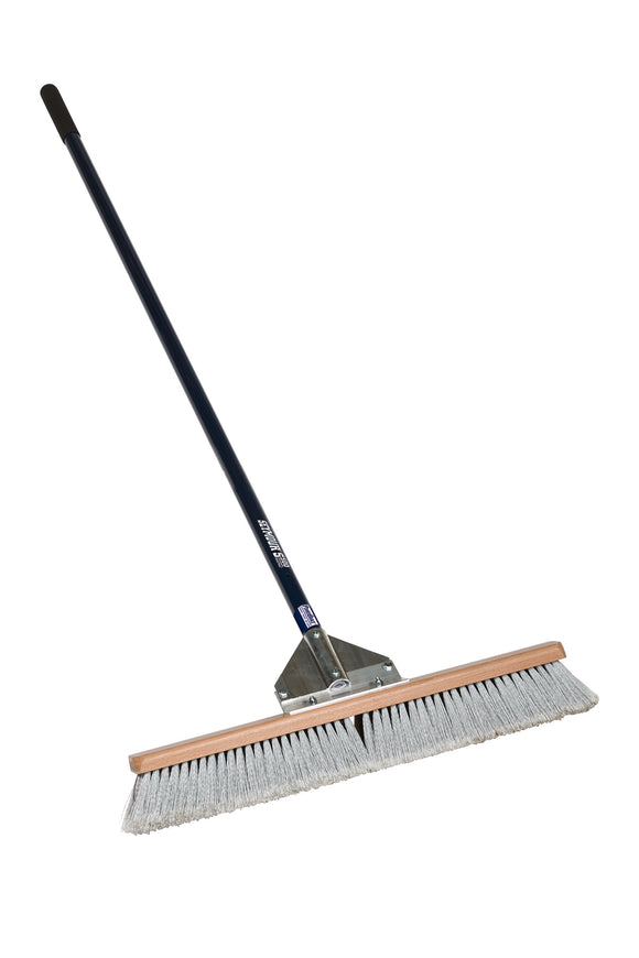 Seymour Duo Broom, 24" Heavy-Duty Duo Bristles, Gusset Bracing, 60" Powder-Coated Aluminum, Cushion Grip