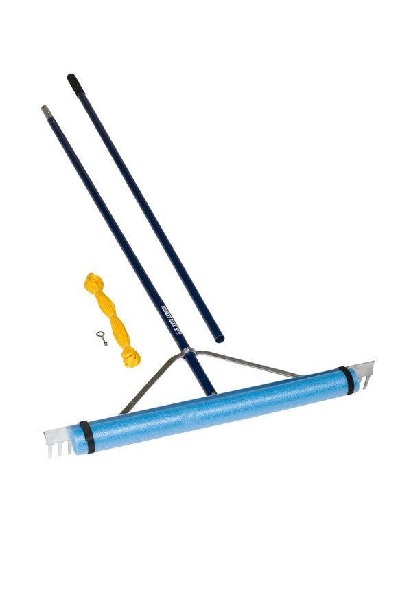 Midwest Rake Lake Rake, 36" Heavy-Duty Aluminum with Float, Wrap-Around Bracing, 11' 2-Piece Powder- Coated Aluminum with Rope, Cushion Grip