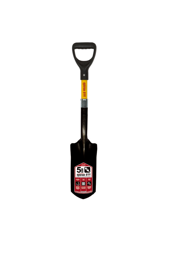 Kenyon Clean Out Shovel, 14 Gauge, 5" / Forward Turned Step, Fiberglass Insert & PermaGrip™, 12" Professional Grade Fiberglass, Poly D Grip