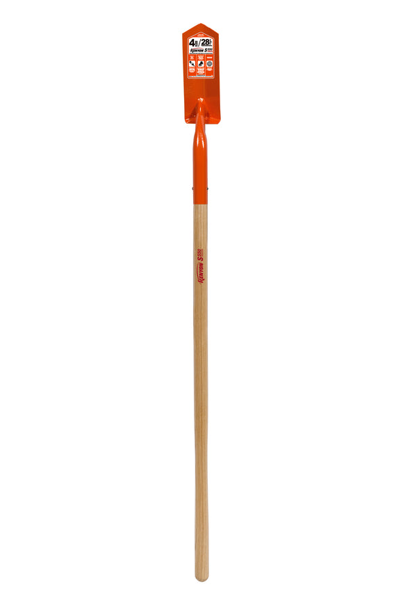 Kenyon Trenching Shovel, 14 Gauge Trench Digging Shovel, 28° 4" / Blade Forward Turned Boot Saver™, Solid Steel Rivet, 48" Precision Lathe Turned Ash Handle
