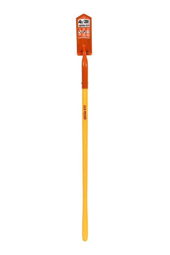 Kenyon Trenching Shovel, 14 Gauge Trench Digging Shovel, 28° 4" / Forward Turned Boot Saver™, Solid Steel Rivet, 48" Polymer with Fiberglass Core Handle