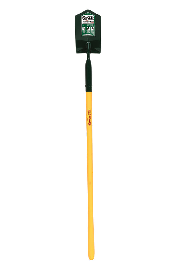 Kenyon Trenching Shovel, 14 Gauge Trench Digging Shovel, 28° 6" / Forward Turned Boot Saver™, Solid Steel Rivet, 48" Polymer with Fiberglass Core Handle
