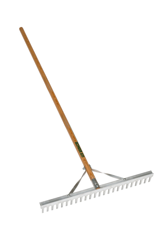 Seymour Landscape Rake, 24" Aluminum, Push-Pull Bracing, 60" Precision Lathe Turned Hardwood Handle