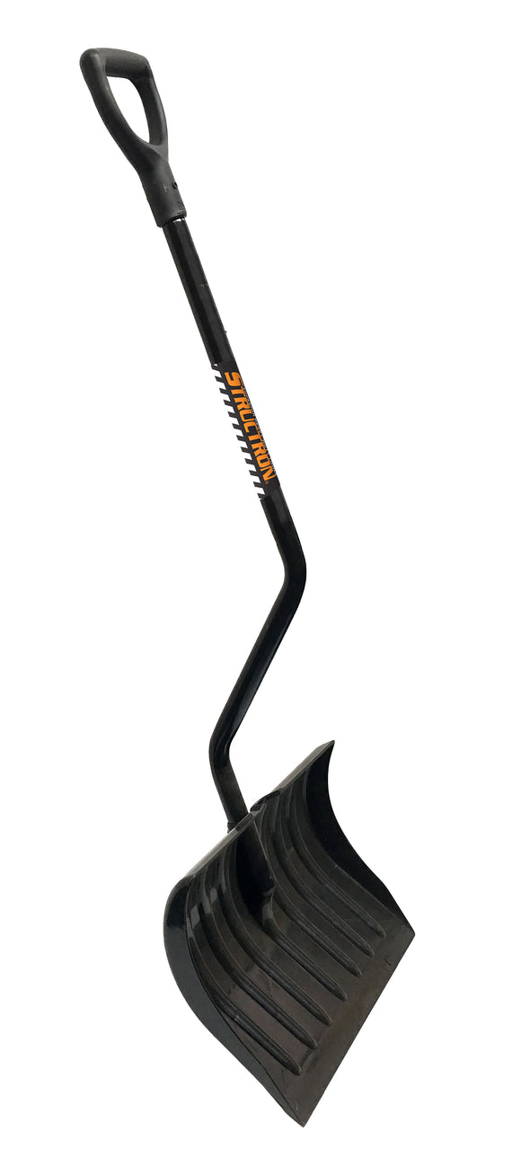 Structron Snow Shovel, 18" Polycarbonate, Two Screws, 34" Ergonomic Steel, Poly D Grip