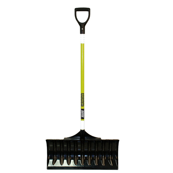 Structron Snow Pusher, 24" Polycarbonate, Two Hex-Screws in Braced Socket, 45" Premium Fiberglass, Poly D Grip