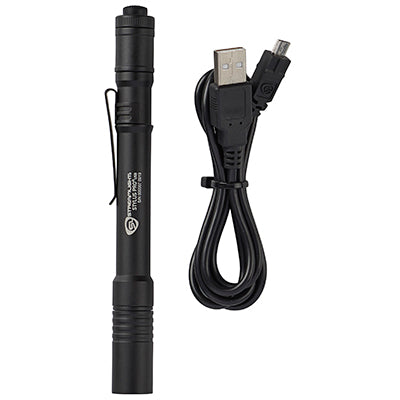 Stylus Pro USB penlight with 350 lumens, dual modes, 109 m beam, USB in-body charging, and durable aluminum build. Slim inspection light for technicians and EDC.